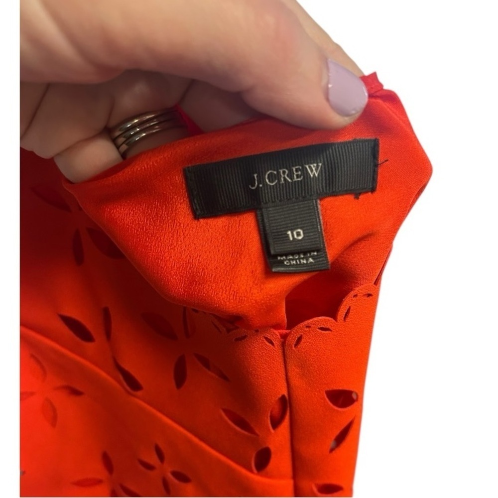 J. CREW Laser Cut Floral Shift Dress Women Size 10 Orange Sleeveless Lined - Picture 5 of 5